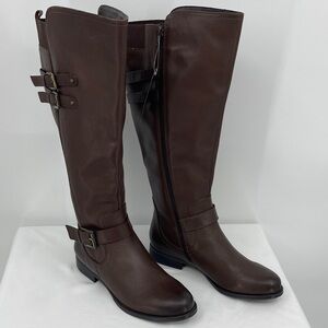 NATURALIZER SIZE 9.5W WC Classic Brown Knee-High Riding Boots Women NWT leather